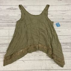 Free People Olive Sleeveless Summer Swing Tank Top Tunic Women Size M New Lace Hem New Condition Please See All Pictures Ls 223/22 Str Jh Ruffle Top Blouses, American Flag Sweater, Lace Hem, Womens Tunics, Oversized Shirt, Free People Tops, Women Brands, New Color, Sleeveless Top