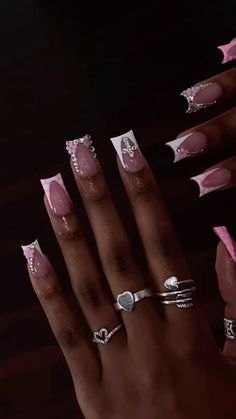 Long Acrylic Nail Designs, Her Nails, French Acrylic Nails, Dope Nail Designs, Short Square Acrylic Nails