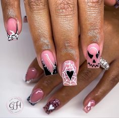 Random Nails, Artsy Nails, Ideas Uñas, Halloween Acrylic, Black Girls With Tattoos, Halloween Acrylic Nails, Short Acrylic, Unique Acrylic Nails, Preschool Teacher