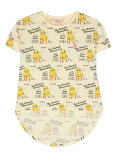 light yellow cotton jersey texture all-over logo print all-over illustration-style print crew neck short sleeves high-low hem Teen Boy Outfits, Dress With Jean Jacket, Baby Boy Accessories, Dolce And Gabbana Kids, Illustration Style, Stella Mccartney Kids, Suits Coats, The Animals, High Low Hem