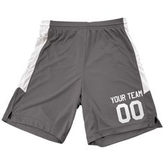 Enhance your game with our Custom Basketball Shorts for Men. Featuring a Contrast Mesh Side Panel, each pair can be personalized with a customized name and number on the left leg. Complete your look by coordinating with a matching jersey.==Custom Shorts==1. Name:2. Number:Special Requests.If you would like a color or type style other than the default color shown please indicate what type style & color:Choose from 18 Lettering Colors. If you want a lettering color other than the default black and white shown please let us know. Lettering colors are white, black, royal blue , navy blue, scarlet red, athletic gold, dark green, kelly green, shark teal, columbia blue, orange, maroon, purple, pink, grey, old Missouri gold, Vegas Gold and Texas orange. Outline color choices are black or white and Team Spirit Bottoms For Sports Season, Team Spirit Bottoms For Sports Season Events, Team Spirit Sports Shorts, Short Sports Bottoms With Letter Print, White Letter Print Bottoms For Sports Season, Moisture-wicking Bottoms For Sports Season Team Events, Gray Letter Print Shorts, Team-colored Training Bottoms Short, Team-colored Training Shorts