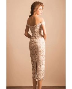 Buy Simple All Lace Ivory Midi Formal Dress With Off Shoulder Straps at wholesale price online. Free shipping and pro custom service since 2009. Fitted Beige Lace Dress, Beige Fitted Lace Dress, Cream Fitted Dress For Gala, Cream Fitted Dress With Sweetheart Neckline, Beige Lace Dress With Fitted Bodice, Mother Of The Bride Cream Dresses With Fitted Bodice, Fitted Bodice Cream Dress For Mother Of The Bride, Bridesmaid Beige Lace Dress, Beige Lace Bridesmaid Dress