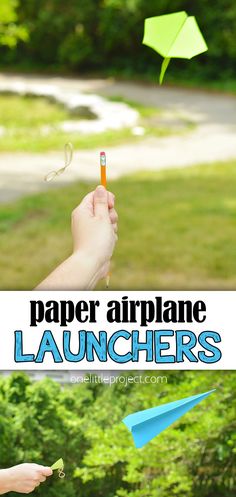 Paper airplane launcher Flight Science Experiments, Paper Airplane Activities For Kids, Paper Airplane Stem Challenge, How To Make A Paper Airplane Launcher, Paper Airplane Launcher Diy, Paper Airplanes How To Make, Paper Plane Launcher, Paper Airplane Game, Flight Activities