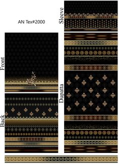 an image of a black and gold wallpaper with different patterns on the borders