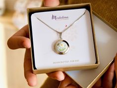 This is a handcrafted personalized locket necklace with 2 photos/messages inside, a detailed design from clay and metal base. Best gift ideas for mother, wife, sister, aunt, daughter, or grandmother for Mother's Day, wedding, her birthday, or other occasions. 🍃HANDCRAFTING AND PROCESSING TIME This jewelry is already made and is ready to be personalized with photos/text for you. I create by hand each piece of jewelry, the design is intricate and delicate. The time to create such jewelry is long, Tiny Locket, Gift Ideas For Mother, Birthday Gift Photo, Gift Photo, Detailed Design, Photo Locket, Message Jewelry, Mom Birthday, 2 Photos