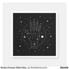 a black and white print with an image of a hand holding the moon in it's palm