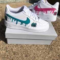 Brand New Custom Sneakers Each pair is unique Worldwide shipping Transforming ordinary into UNIQUE Before you purchase, please make sure that you choose your correct size! Trendy Nike Custom Sneakers For Sports, All White Sneakers, Waterproof Paint, Air Force 1 Custom, Custom Air Force 1, Air Force One, Cute Nike Shoes, Force One, Cute Nikes