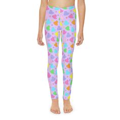 Marshmallow Chicks Girls Leggings in Purple Made with 82% microfiber and 18% spandex, these youth leggings strike that perfect balance that keeps you comfy whether at home, or at the gym. With a sewn-in size and care label, these leggings are comfortable right out of the box and with their 4-way stretch fabric they feel incredibly natural and in tune with the body. Meanwhile, the elastic waistband keeps the leggings in place with a snug fit. NB! Design elements in the bleed area are less likely Stretch Footless Leggings For Playwear, Playful Stretch Workout Leggings, Playful Stretch Bottoms For Sleepover, Casual Pink Footless Leggings, Playful Pink Stretch Tights, Playful Fitted Bottoms For School, Casual Pink Footless Tights, Legging Outfits, Best Leggings