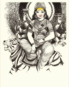 a drawing of a woman sitting on top of a tiger