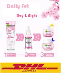 Set Of GARNIER Skin Natural Face Care Sakura Hyarulon Serum+Foam+Day&Night Cream Description Condition:        New Ingredient:       Sakura Extrack Formulation:        Foam, Serum, and cream, Purpose:          Problem of dull face   Set:   1.Garnier Sakura White Day Cream 50ml           2.Garnier Sakura White Night Cream 50ml           3 Garnier Sakura White Hัyaluron Booster Serum 30 ml.           4.Garnier Sakura White  Pinkish & Poreless Whip Foam 100ml Step 1   Garnier Sakura White Pinkish F Garnier Skin Care Routine, Garnier Sakura White, Skincare 2023, Skin Lightening Serum, Nivea Cream, Garnier Skin Care, Natural Skin Lightening, Natural Face Care, Lightening Serum