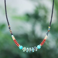 Multi-gemstone beaded necklace, 'Precious Glory' Tiny Bead Necklace Ideas, Gemstone Beads Necklace, Beaded Necklace Ideas Handmade, Turquoise Bead Jewelry, Sundance Jewelry, Multi Gemstone Necklace, Beaded Jewelry Necklaces, Jewerly Beads, Beaded Necklace Designs