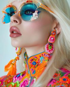 Crochet Wallpaper, Candy Photoshoot, Preppy Vsco, Glitter Jewelry, Neon Makeup, Retro Looks, High Fashion Photography, Colorful Aesthetic