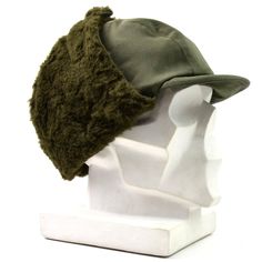 Original French army winter hat. Fully lined Dark Green / Olive Drab With faux Fur. Side Ear Flaps With Velcro Fastening Hat is brand, new Cold Weather Cap With Plush Lining, Plush Lined Cap For Cold Weather, Windproof Aviator Hat For Outdoor, Outdoor Beanie With Faux Fur Lining, Brimmed Winter Hunting Hat, Khaki Winter Hats, Winter Outdoor Brimmed Baseball Cap, Cold Weather Cap With Storm Flap, Cold Weather Cap With Faux Fur Lining