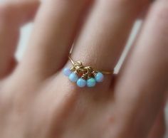 Opal ring, Blue opal ring, Charm ring, Gold Fill ring, Opal jewelry, Dainty ring, October birthstone October Birthstone Ring, Blue Opal Ring, October Birthstone Rings, Charm Ring, Ring Opal, Jewelry Dainty, Gold Filled Ring, Ring Blue, Charm Rings