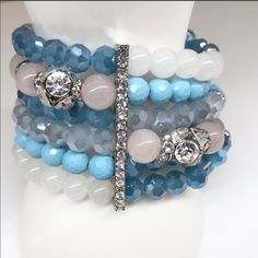 Ottaviani Bijoux Bracelet Hard To Describe- Just Beautiful. Multi Color Pastel Stones Embellished With Clear Crystals. Made In Italy. Blue Crystal Bracelet With Stackable Round Beads, Elegant Blue Stackable Crystal Bracelet, Elegant Blue Beaded Bracelets With Faceted Beads, Elegant Blue Stackable Beaded Bracelets, Elegant Blue Beaded Bracelet With Faceted Beads, Elegant Blue Faceted Beaded Bracelets, Elegant Blue Faceted Beads Bracelet, Elegant Blue Faceted Crystal Bracelet, Bracelets Patterns