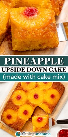 collage image of Pineapple Upside Down Cake With Cake Mix. Sheet Pan Pineapple Upside Down Cake, Pineapple Supreme Cake Mix Recipes, Betty Crocker Pineapple Upside Down Cake, Duncan Hines Pineapple Upside Down Cake, Up Side Down Pineapple Cake Recipes, Sugar Free Pineapple Upside Down Cake, Upside Down Pineapple Cake With Box Cake, Cake Mix Pineapple Upside Down Cake, Pineapple Cake Mix Recipes