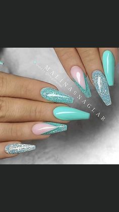 Spring Blue Nails 2023, Nails Acrylic Colorful, Spring Break Nails 2023, Normal Nails, Spring Break Nails Acrylic, Teal Acrylic Nails, Turquoise Nail Designs, Tiffany Blue Nails, Teal Nail Designs