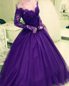 Sleeve Quinceanera Dresses, Long Sleeve Quinceanera Dresses, Ball Gown Quinceanera Dresses, Tulle Neckline, Shade Of Purple, Red Ball Gown, Long Sleeve Ball Gowns, Dresses Ball Gown, Red Ball