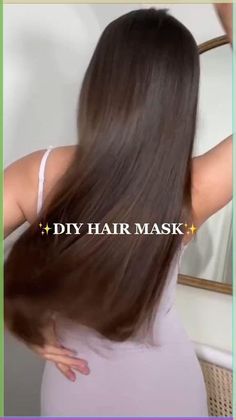 Shiny, frizz-free hair with homemade hair mask Shiny Hair Mask, Coffee Brown Hair, Hair Mask For Damaged Hair, Hair Growing Tips, Homemade Products, Frizz Free Hair, Diy Hair Mask, Glossy Hair, Sleepover Ideas