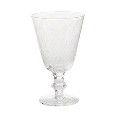 a clear wine glass on a white background