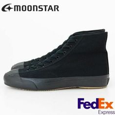 Moonstar Fine Vulcanized Unisex Shoes  GYM CLASSIC HI BLACK free shipping by FEDEX ***100% Authentic product. 　We handle genuine Japanese products. Condition: Brand New Product Details Sneakers made by Kurume's Vulcanize method. High-cut type of GYM CLASSIC. Based on the training shoes produced in the 1960s, the comfort and silhouette have been reviewed and reproduced in modern times. By reproducing the simplified design at that time as it is, it has become a more durable specification Comfortable High-top Running Shoes With Vulcanized Sole, Black Mid-top Sneakers With Vulcanized Sole, Black High-top Skate Shoes With Vulcanized Sole, Black High-top Sneakers With Vibram Sole For Jogging, Black Technical Running Shoes With Moisture-wicking, Unisex Shoes, Canvas Sneakers, Training Shoes, Mens Casual Shoes