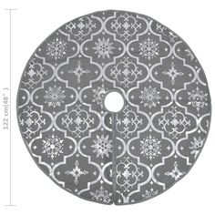 a round rug with snowflakes on it and the measurements for each piece in front