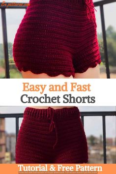 crochet shorts with text overlay that reads easy and fast crochet shorts