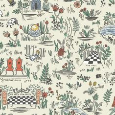 an image of a wallpaper with animals and plants