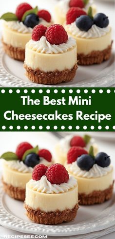 4 Inch Cheesecake Recipes, Mini Cheesecake Recipes Easy, Tiny Cheesecakes, No Bake Mini Cheesecake Recipes, Mini Baked Cheesecakes, Small Cheesecake Recipe, Mini Cheesecake Tarts, Easy Desserts With Few Ingredients, Individual Cheesecake