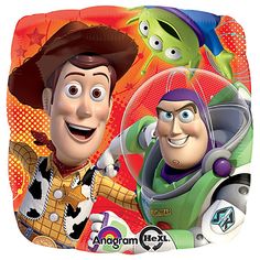 the characters from toy story, buzz and woody are shown in this square paper plate