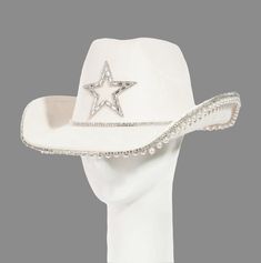 Rhinestone cowboy hat Adjustable Summer Hats With Bling, Adjustable Bling Hat For Country Events, Western Style Hat With Bling And Curved Brim, Western Hats With Bling For Rodeo, Brimmed Hats With Rhinestones For Country Events, Western Style Bling Hats For Rodeo, Western Bling Hat For Rodeo, White Western Hat With Rhinestones, Wide Brim Hat With Rhinestones