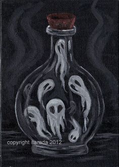 The Halloween Store | Amazon.com Gift Finder Drawing Ideas Halloween Creepy, Trapped Painting Ideas, Fantasy Art Ideas Drawing, Trapped Soul Tattoo, Outline Halloween Tattoo, Glass Bottles Art Drawing, Halloween Art Black And White, Spooky Halloween Art Ideas, Spirit Ghost Art