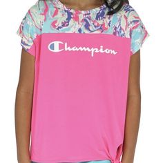 Nwt Lot Of 2 Champion Girls Shirts & Shorts Size 14/16 Showcase Your Little Girl's Girl Power With These Champion Girls 2-Pack Active Wear Upf 30 Moisture Wicking T-Shirts And Shorts. Made With A Blend Of Recycled Polyester, Polyester, Spandex, And Cotton, The T-Shirts Feature Short Sleeves And A Graphic Print That Screams Girl Power Slogans. Perfect For All Seasons, They Are Ideal For A Wide Range Of Occasions, Including Activewear. They Have Moisture-Wicking Features That Keep Your Little Girl Pink Graphic Print Top For Sleepover, Pink Summer T-shirt For School, Cute Pink Sports Tops, Pink Casual Tops For Sleepover, Pink Letter Print Tops For Playwear, Pink Cotton T-shirt For Sleepovers, Cute Pink T-shirt For Sleepover, Casual Pink T-shirt For Sleepover, Sporty Pink Top For Playwear