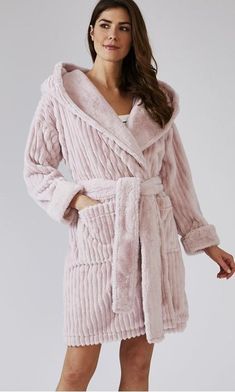 Pretty You pale pink cloud robe is a beautiful fluffy short dressing gown with a oversized hood, called the cloud robe as its s light and fluffy you feel as if you are wrapped in the clouds. So pretty these make perfect gifts. This wrap around dressing gown with a belt is the perfect present or a treat for yourself. The cloud fluffy dressing gown is fully lined for extra comfort and warmth. in a pale pink colourway. We suggest washing at 30* with similar light colours. Do not tumble dry. Materia Pink Dressing Gown, Short Gown Dress, Long Nightdress, Cotton Dressing Gown, Luxury Nightwear, Pink Cloud, London Outfit, Wrap Around Dress, Fur Coats Women