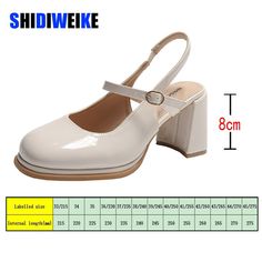 SPECIFICATIONS Brand: SDWK Upper, Lining Material: Microfiber Outsole Material: Rubber Insole Material: Bonded Leather Toe Shape: Square Pump Type: Slingbacks Heel Type: Large Block Heel Height: Med (5 cm or 1.96 inches) Closure Type: Buckle Strap Model Number: AD3798 Fits true to size, take your normal size Summer Pumps, Party Models, Pump Types, Slingback Shoes, Elegant Shoes, Slingbacks, Toe Sandals, Fashion Seasons, Red Shoes