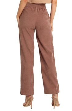 Fine-wale cotton corduroy brings casual comfort to high-waisted pants equipped with practical pockets in a straight-leg silhouette. Zip fly with two-button closure; back elastic waist Side-seam pockets 100% cotton Hand wash, dry flat Imported Brown Fits, Fabric Gifts, Free Fabric, Corduroy Pants, High Waisted Pants, Elastic Waist, High Waist, Straight Leg, High Rise