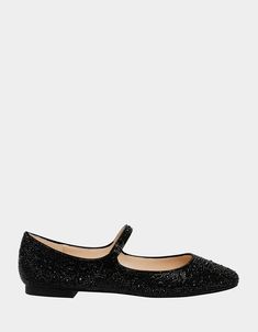 TESS BLACK Rhinestone Mary Jane Flat | Ballet Flats – Betsey Johnson Prom Flats Shoes, Prom Shoes Flats, Prom Flats, Flat Prom Shoes, Flat Shoes Outfit, Sparkly Flats, Sequin Shoes, Mary Jane Ballet Flats, Fancy Nancy