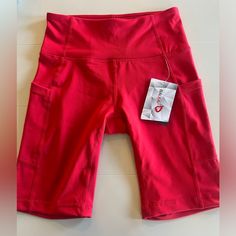 These Shorts Are In Perfect Condition And Have Never Been Worn! Sporty Red Biker Shorts With Built-in Shorts, Red Biker Shorts With Built-in Shorts, Red Fitted Activewear With Built-in Shorts, Red Activewear With Built-in Shorts, Red Athletic Shorts With Built-in Shorts, Red Athleisure Activewear With Built-in Shorts, Stretch Red Shorts For Yoga, Stretch Red Yoga Shorts, Sporty Red Biker Shorts For Yoga