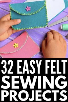 A collection of 32 felt projects for kids of all ages and abilitiesincluding no sew ideas for toddlerssimple sewing projects for beginnersand more Felt Sewing Projects For Kids, Felt Sewing Projects, Felt Crafts Kids, Scratch Book, Felt Sewing, Hand Sewing Projects, Craft Decorations, Crafts For Boys