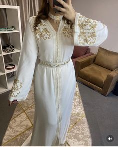 Moroccan Caftan Abaya , Moroccan Dress Kaftan Moroccan Dress Kaftan, White Kaftan, Medieval Wedding, Moroccan Dress, Moroccan Caftan, Hand Beading, Dress Clothes For Women, White Dress, Favorite Outfit