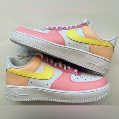 Thanks For Checking Out My Custom Air Force 1s! These Are Hand Painted By Me! Message Me If You Have Your Own Idea For Custom Shoes And I Can Bring Them To Life! I Can Also Help You Come Up With Something! **Price Includes The Shoes And The Artwork These Are 100% Authentic Air Force 1s We Have These Available In Every Size Of Womens These Shoes Are Painted With Angelus Leather Paint And Finished Off With Angelus Acrylic Finisher To Protect The Paint From Minor Scratches And Scrapes, Cracking, Fa Sporty Custom Pink Sneakers For Spring, Pink Casual Custom Sneakers For Spring, Casual Pink Custom Sneakers For Spring, Spring Casual Pink Custom Sneakers, Pink Custom Sneakers For Spring Streetwear, Pink Low-top Custom Sneakers For Spring, Nike Custom Sneakers For Spring, Custom Nike Pink Sneakers With Branded Insole, Pink Nike Casual Custom Sneakers