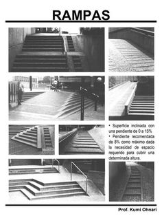 an advertisement with steps and stairs in black and white, including the words ramps