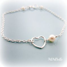 Heart Bracelet Simple Heart Bracelet Dainty Heart by MiNiBelle, $18.00 Heart-shaped Pearl Charm Bracelet For Wedding, Heart-shaped Pearl Bracelet With Charm For Wedding, Everyday Delicate Sterling Silver Pearl Bracelet, Heart-shaped Pearl Charm Bracelets For Weddings, Pearl Heart Bracelet Gift, Dainty Pearl Bracelet For Valentine's Day, Delicate Sterling Silver Heart Bracelets, Elegant Pearl Heart Bracelet With Charm, Delicate Sterling Silver Heart Bracelet