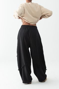 Comfy Black Bohemian Unisex Mid-crouth Flow Pants / Boho Lionsmane Harem Style Pants - Etsy Turkey Spring Cotton Drop Crotch Harem Pants, Black Baggy Bohemian Bottoms, Black Cotton Hippie Pants, Black Hippie Pants For Spring, Black Cotton Harem Bottoms, Black Harem Pants For Spring Festival, Black Bohemian Pants For Loungewear, Black Cotton Lagenlook Bottoms, Bohemian Black Relaxed Fit Bottoms