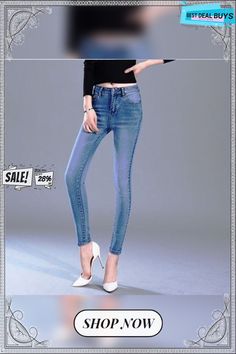 Women's High Waisted Elastic Slim Fitting Jeans Elastic, High Waisted, Best Deals