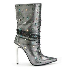 jeweled tulle over metallic stiletto boot Brand: Azalea Wang Style: Liora Fabric: Details: Music Videos Ideas, Fold Over Boots, Platform Combat Boots, Cute Shoes Heels, Sandal Platform, Black Stilettos, Pointed Toe Boots, Country Concert, Shoe Inspiration