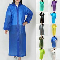 Men Women Raincoat Rain Coat Gown Hooded Waterproof Jacket Rainwear Colors: 6 Colors to choose from: Blue, Gray, Yellow, Light Blue, Purple, and Pink.  Quantity: 1 PC Brand New Product Name: EVA Lightweight Raincoat For Men and Women Made of heavy-gauge waterproof vinyl Multi-purpose use (ground cover, shelter, ect.) Full cut Attached hood Electronically welded seams Material: EVA Size: 145*68cm Packing: Opp Bag Packing List: EVA Raincoat x 1 US Stock - Ready to Ship Today. FREE SHIPPING By USPS Women Raincoat, Waterproof Poncho, Mens Raincoat, Long Rain Coat, Pvc Raincoat, Poncho Jacket, Waterproof Rain Jacket, Hooded Poncho, Hooded Raincoat