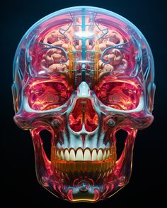 an image of a human skull with the brain visible