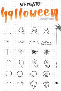 step by step halloween doodles for kids and adults to practice their handwriting skills with