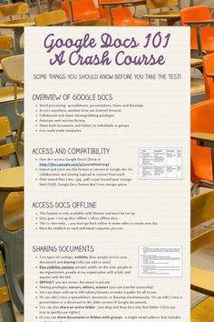 the google docs 101 a crash course is displayed in front of rows of desks